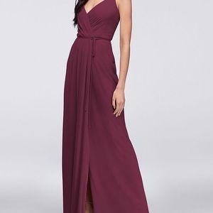 David’s Bridal Wrap Bridesmaids Dress in Wine